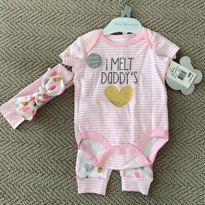 3 Piece Outfit- headband, onesie, pants